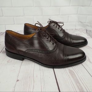 Mezlan Men's Dark Brown Leather Cap-Toe Wingtip Oxfords